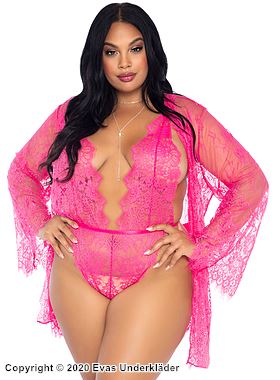 Verführerische Dessous-Set, weiche Spitze, tiefer Ausschnitt, Plus Size